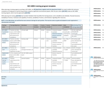 ISO 14001 Training Program Template