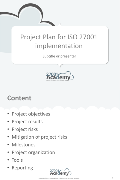 Project Plan for ISO 27001 Implementation