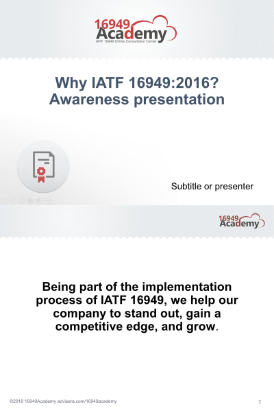 Why IATF 16949? Awareness Presentation